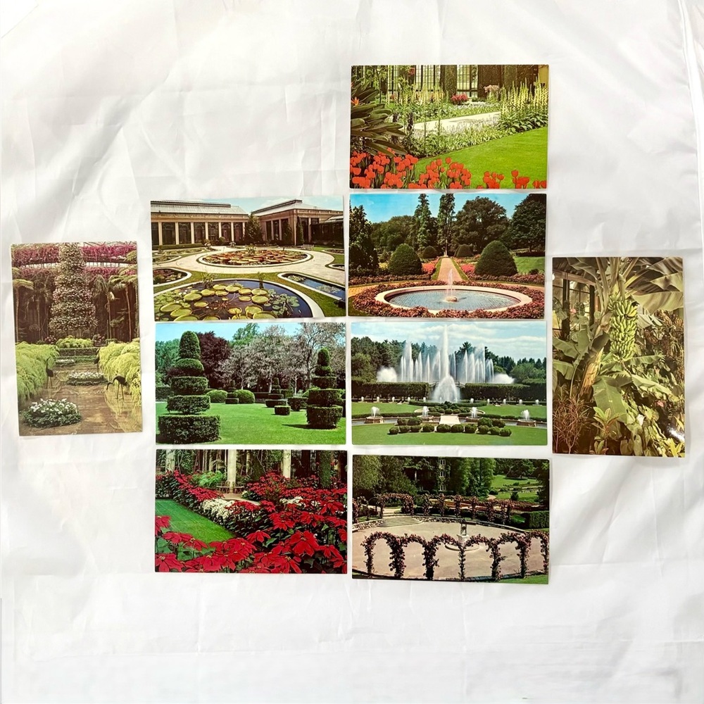 Lot 9 Vintage Postcards Longwood Gardens Kennett Square PA  Ephemera Botanical